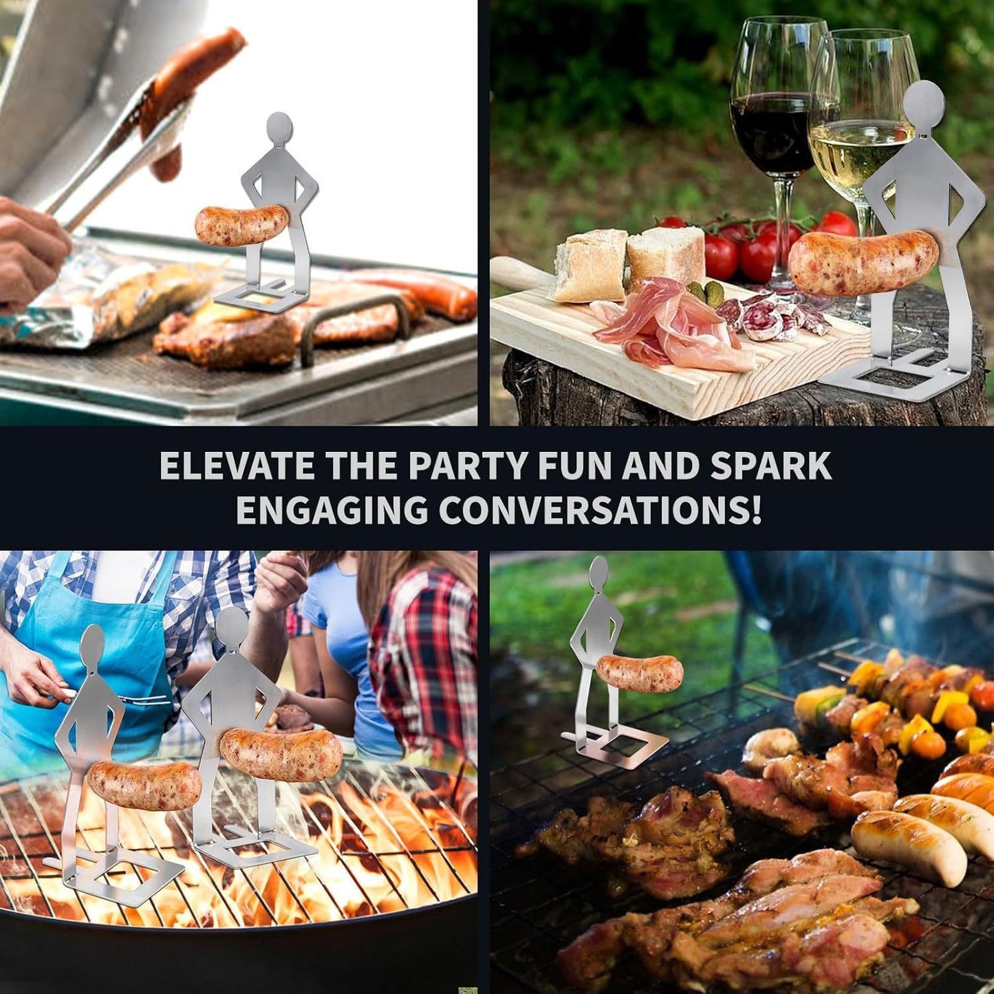 Stains Steel BBQ Sausage Holder 2pcs